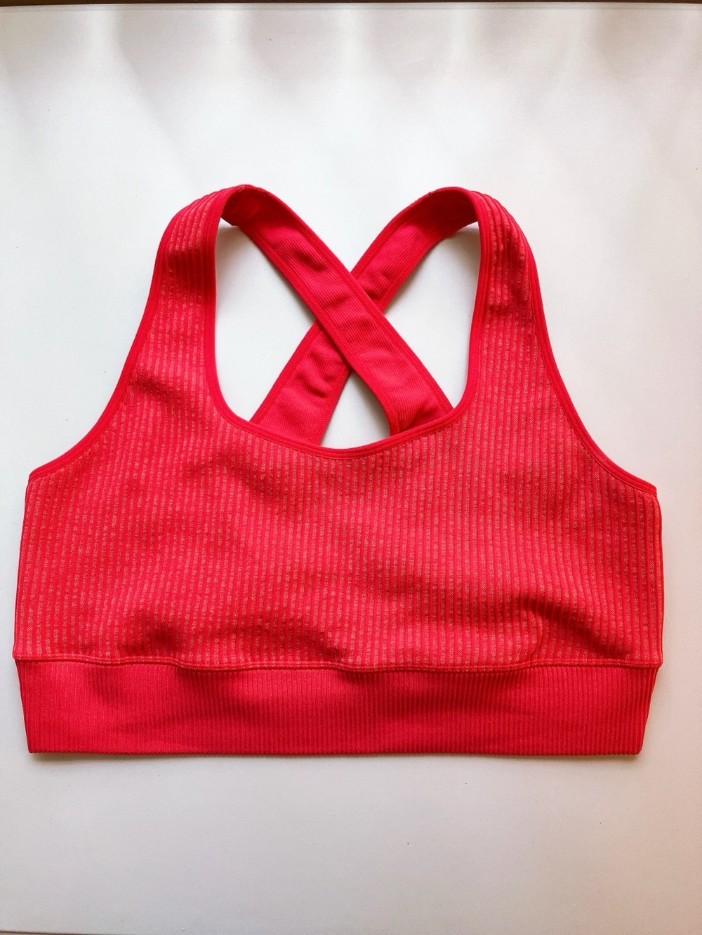 JoyLab Bright Red Ribbed Cross-Back Sports Bra Full Coverage X-Large
